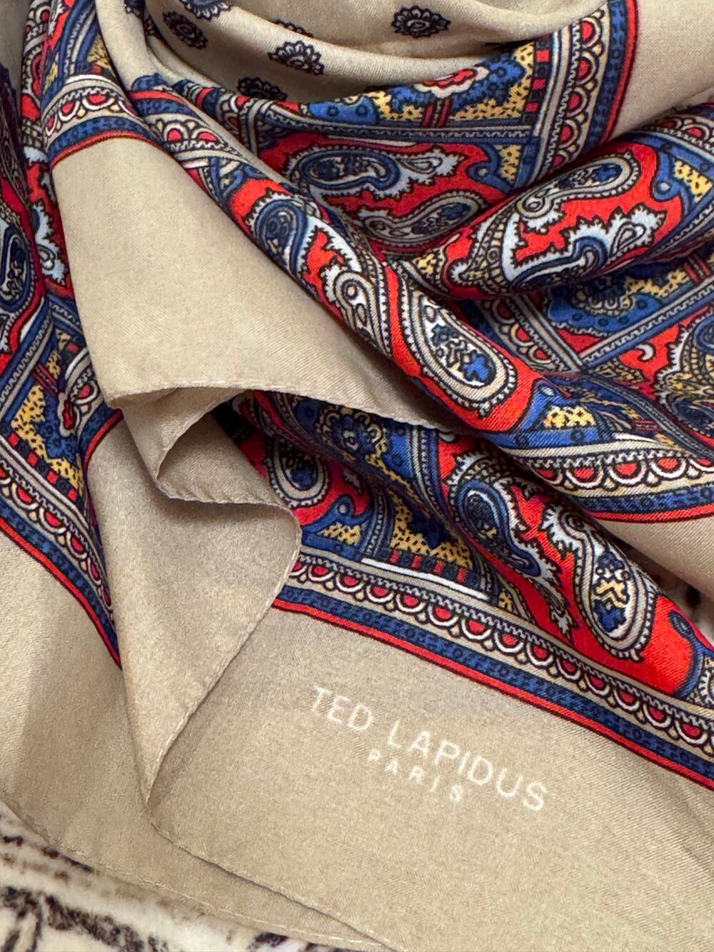1970s TED LAPIDUS PARIS Square Paisley Scarf Made in Italy